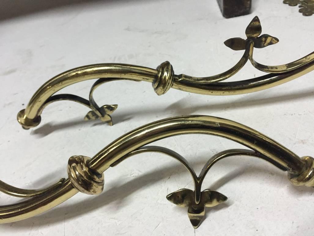AWN Pugin. A Pair of Gothic Revival Brass Wall Lights Designed for Chirk Castle. In Good Condition In London, GB