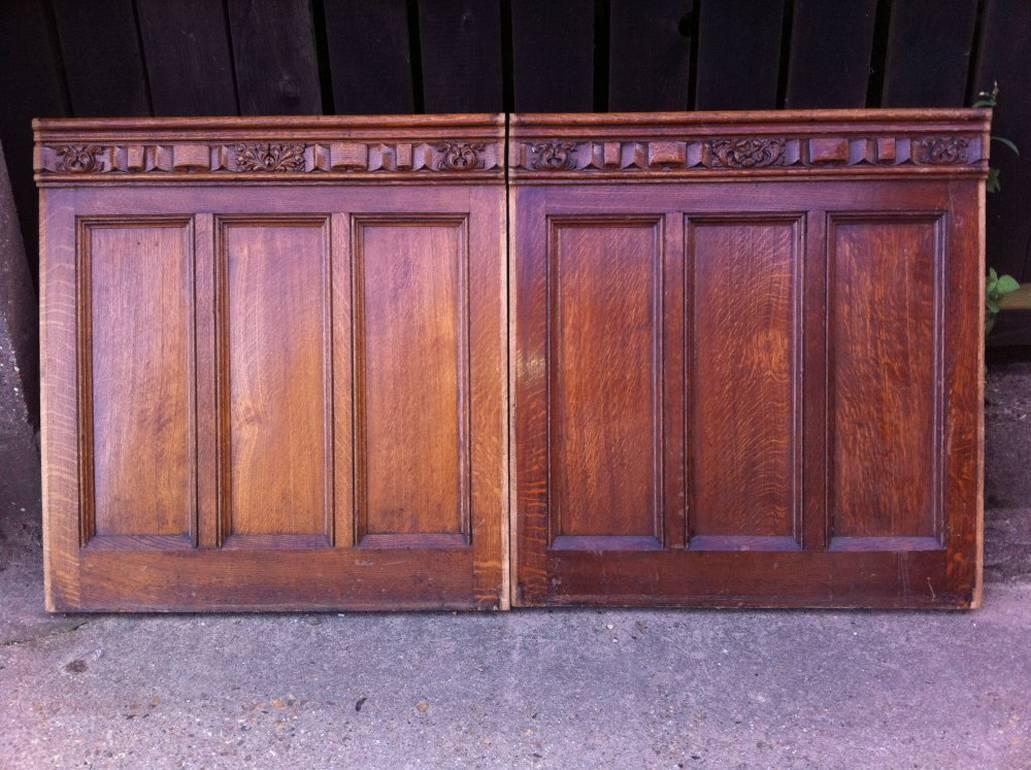 Two pieces of carved oak panelling from The Supreme High Court in London. England. 
Note : This listing is for the two smaller pieces of oak panelling to the right in the main image, the larger piece has it's own listing.
Originally, The Middlesex