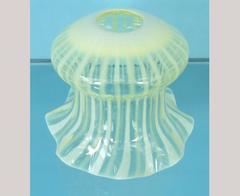 Rare Jellyfish Shaped Vaseline Shade with Vertical Stripes
