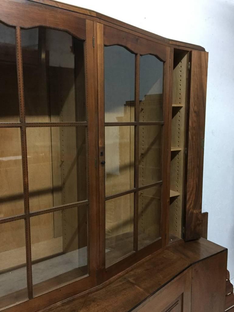 Hand-Crafted An Important Breakfront Bookcase/Cabinet designed by E Barnsley, Exhibited 1982. For Sale