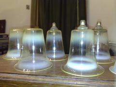 A Rare Set of Eight Arts and Crafts Vaseline/Uranium Glass Shades