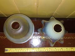 Two Arts and Crafts Vaseline/Uranium Glass Shades