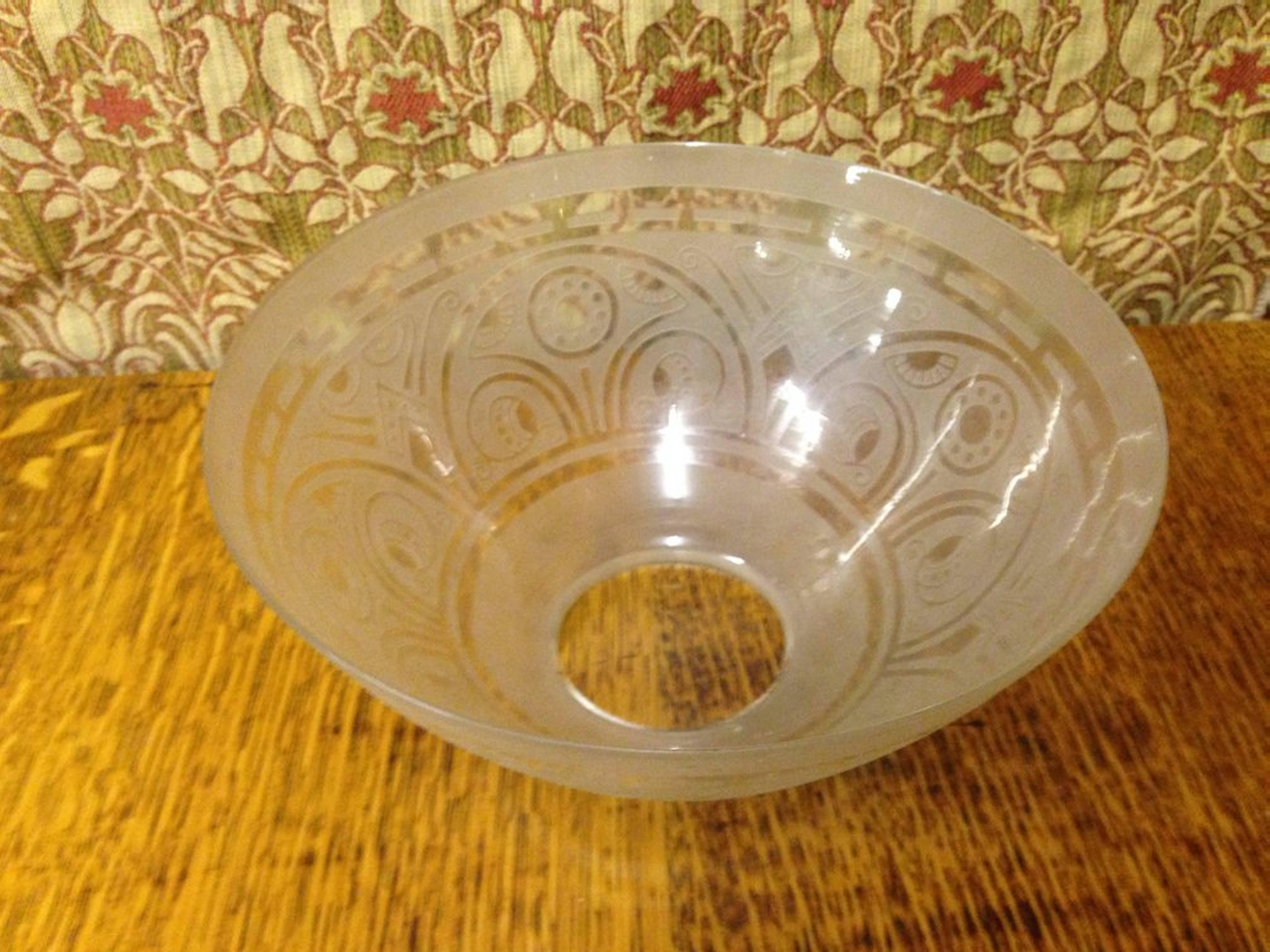 Dr C Dresser A Gothic Revival Stylised Floral Hanging Acid Etched Opaque Shade. In Good Condition For Sale In London, GB