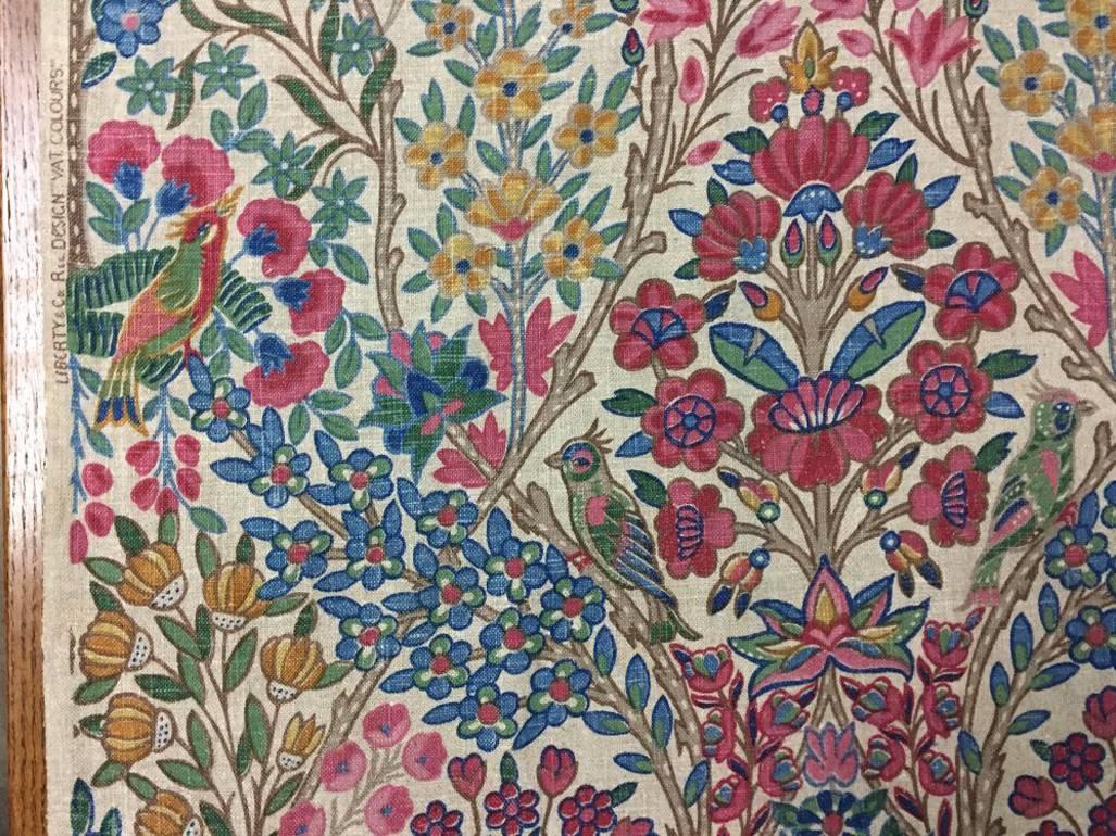 'AYESHA' A very rare original roll of Linen and Cotton furnishing fabric by Liberty and Co. With interlacing branches, flowers, blossom, birds and deer's. Designed and registered in 1931. 
This is still rolled up the way it left Liberty's and I