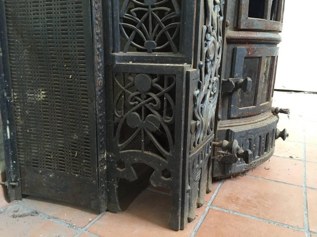 Jan Jaarsma Hague. Netherlands. An Art Nouveau Cast Iron & Brass Floral Stove 2