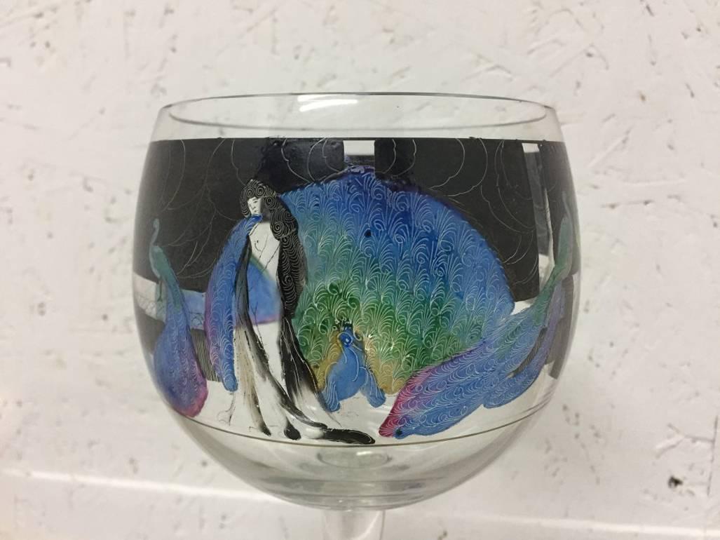 Hand-Painted Wine Glass by Vetri Della Arte 'Vedar' 1