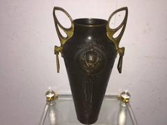 Large Exhibition Quality Copper and Brass Vase Designed by Albert Mayer