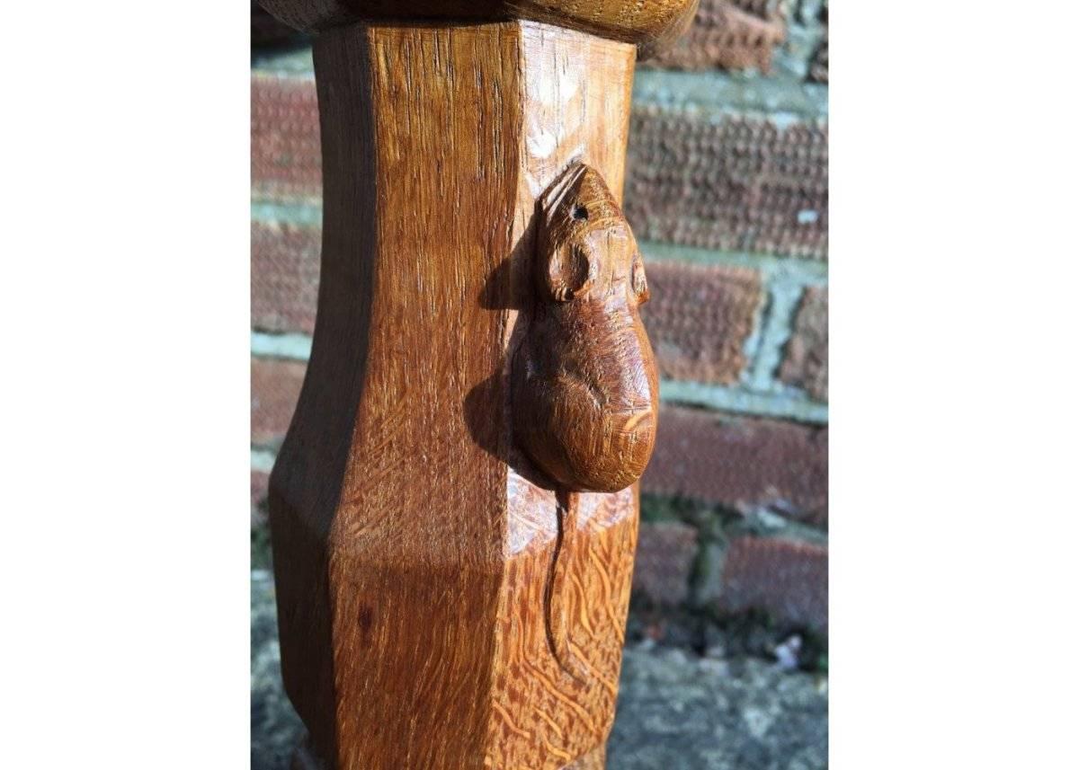 Late 20th Century Mouseman An Arts & Crafts Oak Coffee Table with the Signiture Mouse Running Up 