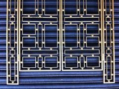 A Pair of Heavy Duty Iron & Gilt Security Gates in the Style of Josef Hoffmann
