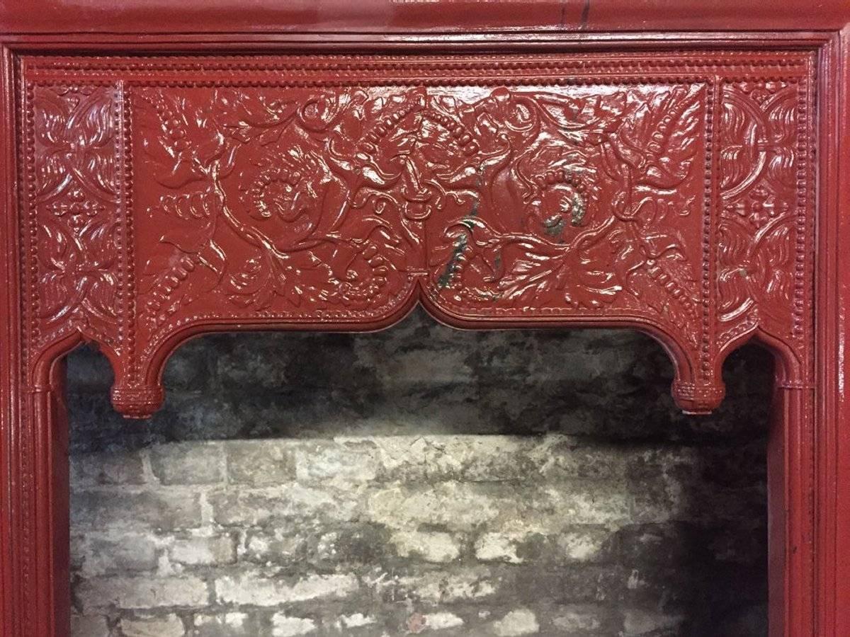 English Rare Thomas Elsley Fireplace with Stylized Floral Details to the Centre For Sale