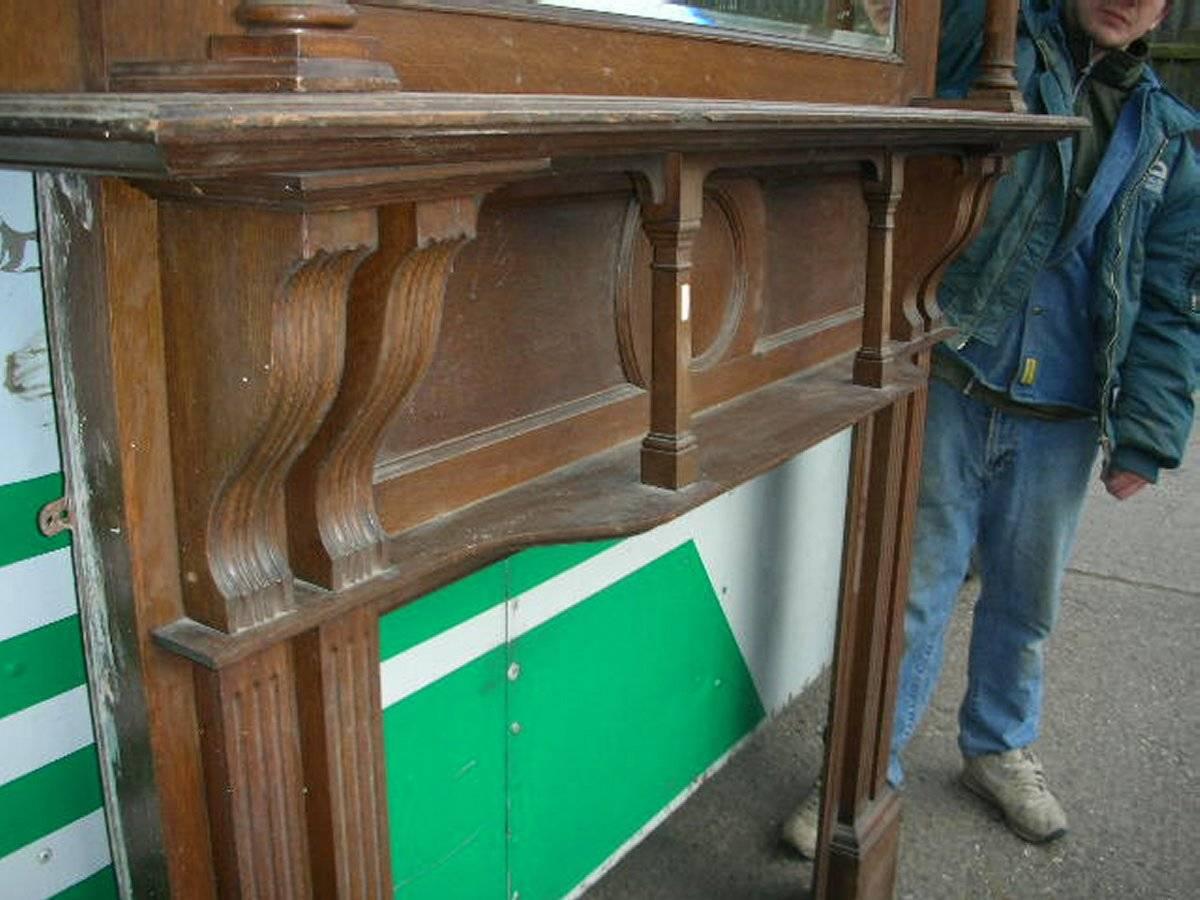 Arts and Crafts Arts & Crafts Oak Fire Surround by Shapland and Petter with five carved hearts For Sale