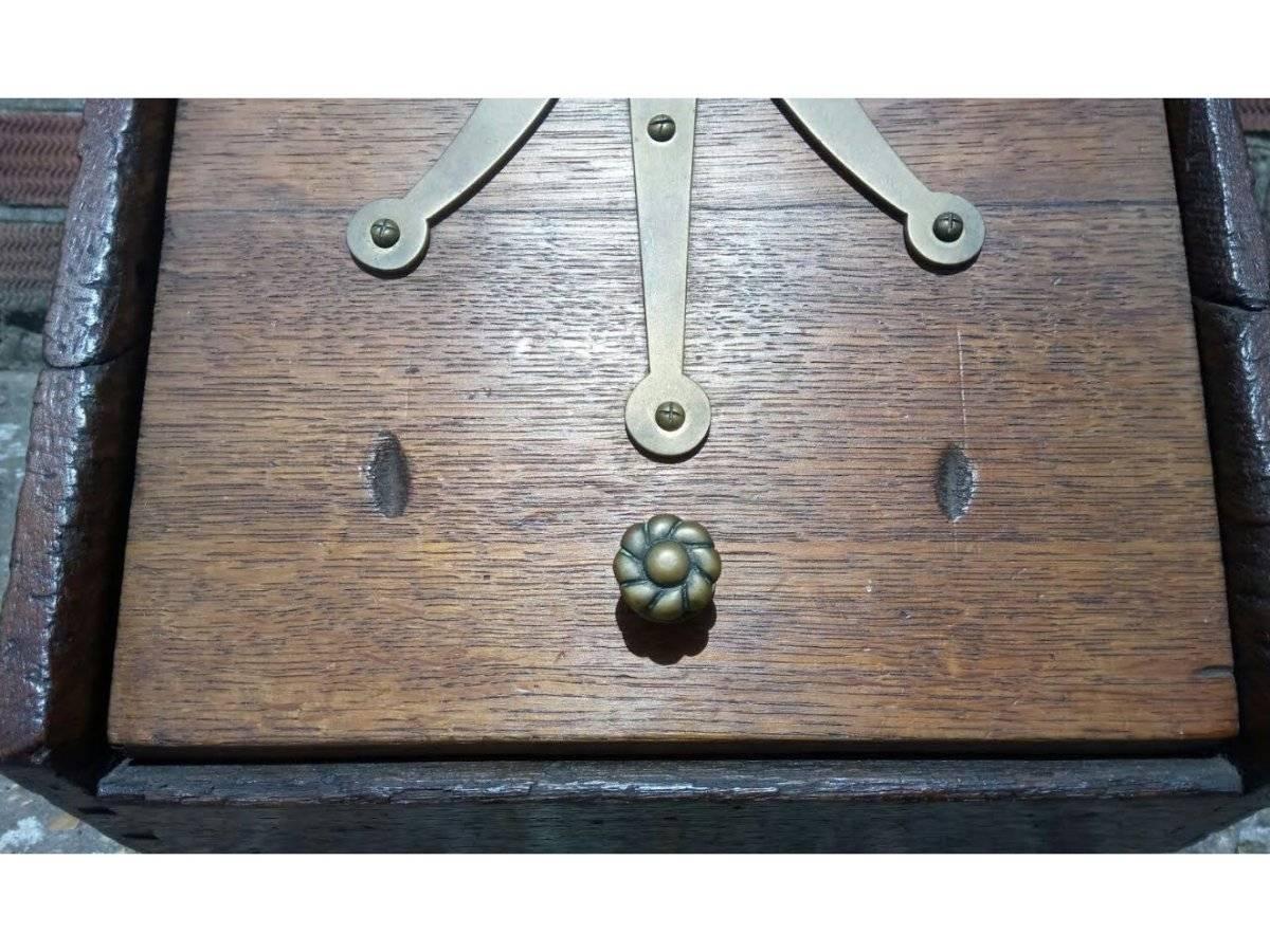  Dr C Dresser for Benham & Froud A Gothic Revival Oak Coal Box with Brass Hinges For Sale 1