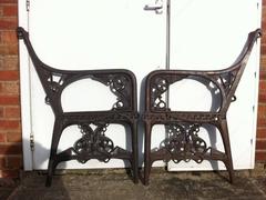 C Dresser for Colebrookdale Aesthetic Movement Cast Iron Garden Canopy Seat Ends