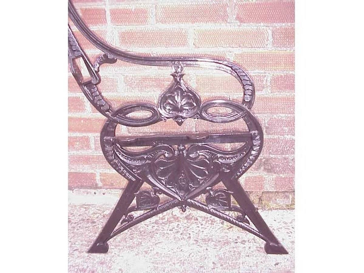 Lily Pad Pair of Aesthetic Movement Cast Iron Garden Benches by Coalbrookdale  For Sale 1