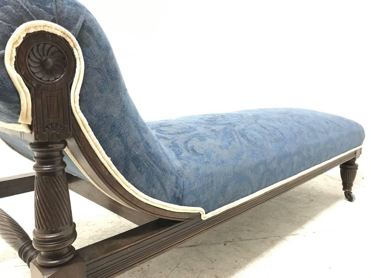 Good Quality Aesthetic Movement Mahogany Chaise Lounge Attributed to Morris & Co 1