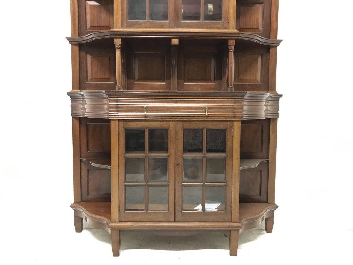 Hand-Crafted Morris & Co. Fine Mahogany Glazed Bookcase Designed by George W Jack For Sale