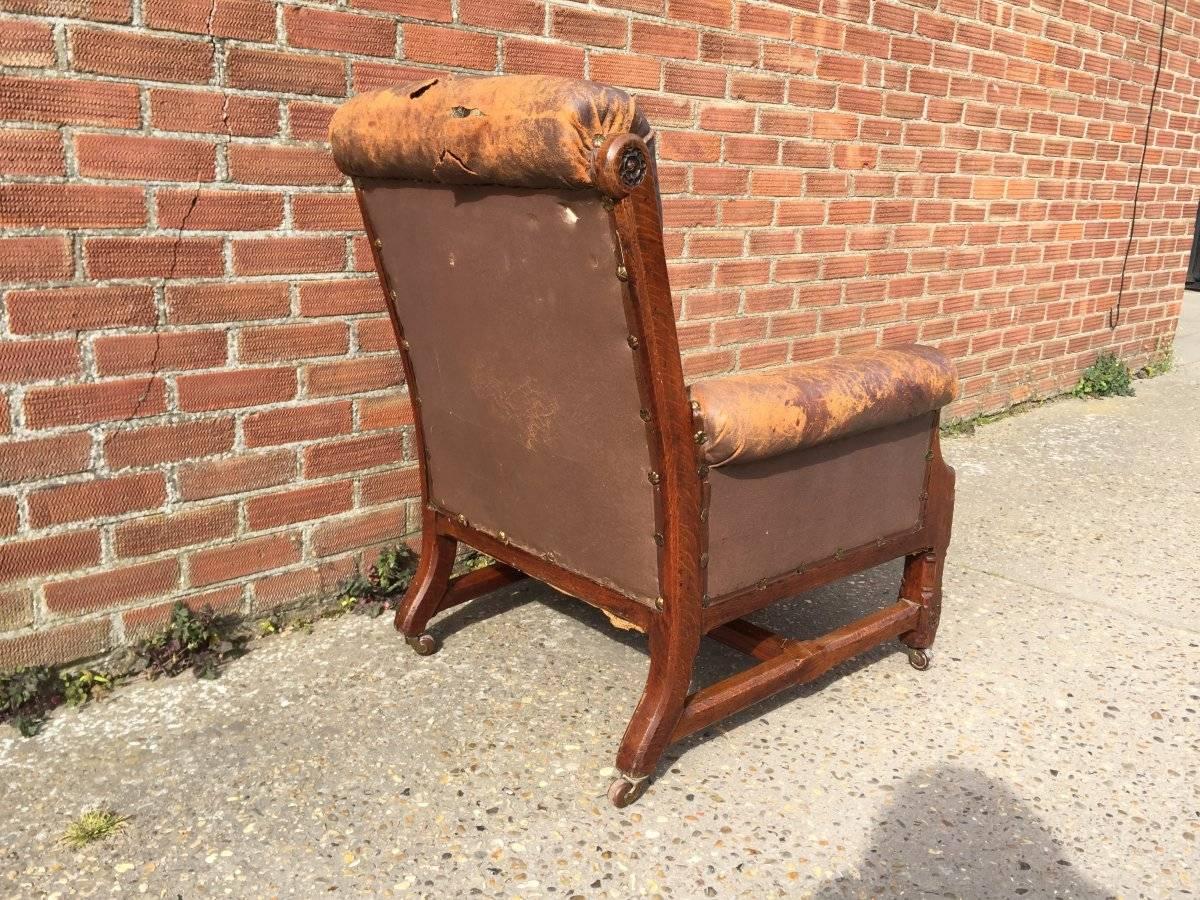 Anglais A W N Pugin, un rare fauteuil en chêne probablement conçu pour la maison de conférencier en vente