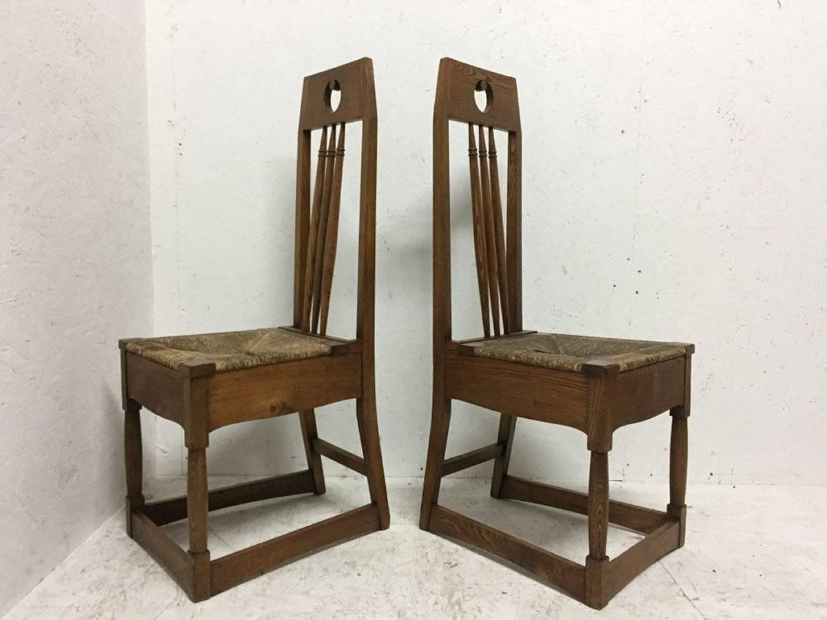 Hand-Crafted Shapland and Petter, a Pair of Ash Side Chairs in the Style of M H Baillie Scott For Sale
