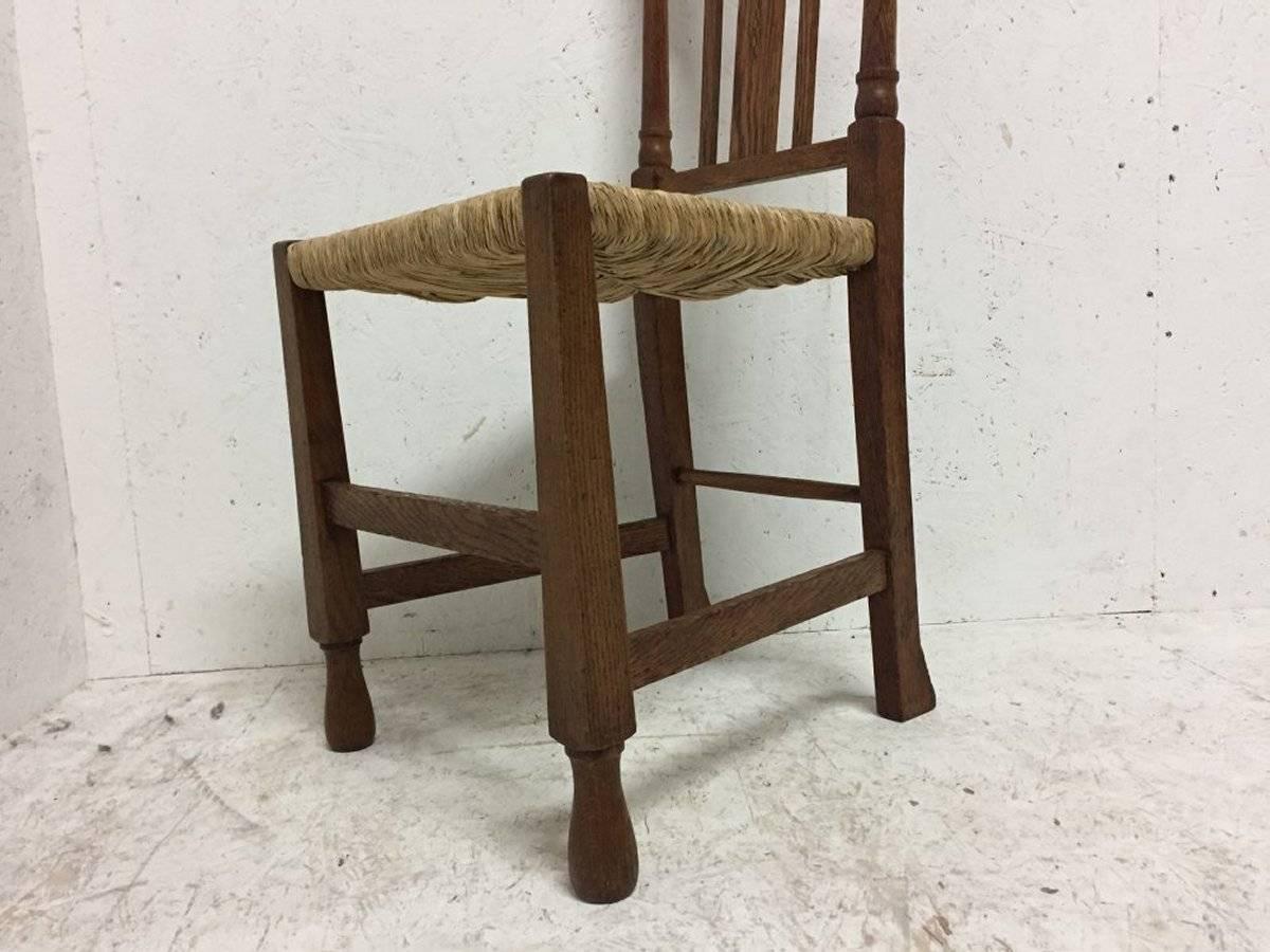 Arts & Crafts Inlaid Rush Seat and Back Chair in the Style of George Walton In Good Condition For Sale In London, GB