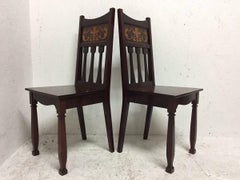 Shapland and Petter Pair of Mahogany Inlaid Hall or Side Chairs