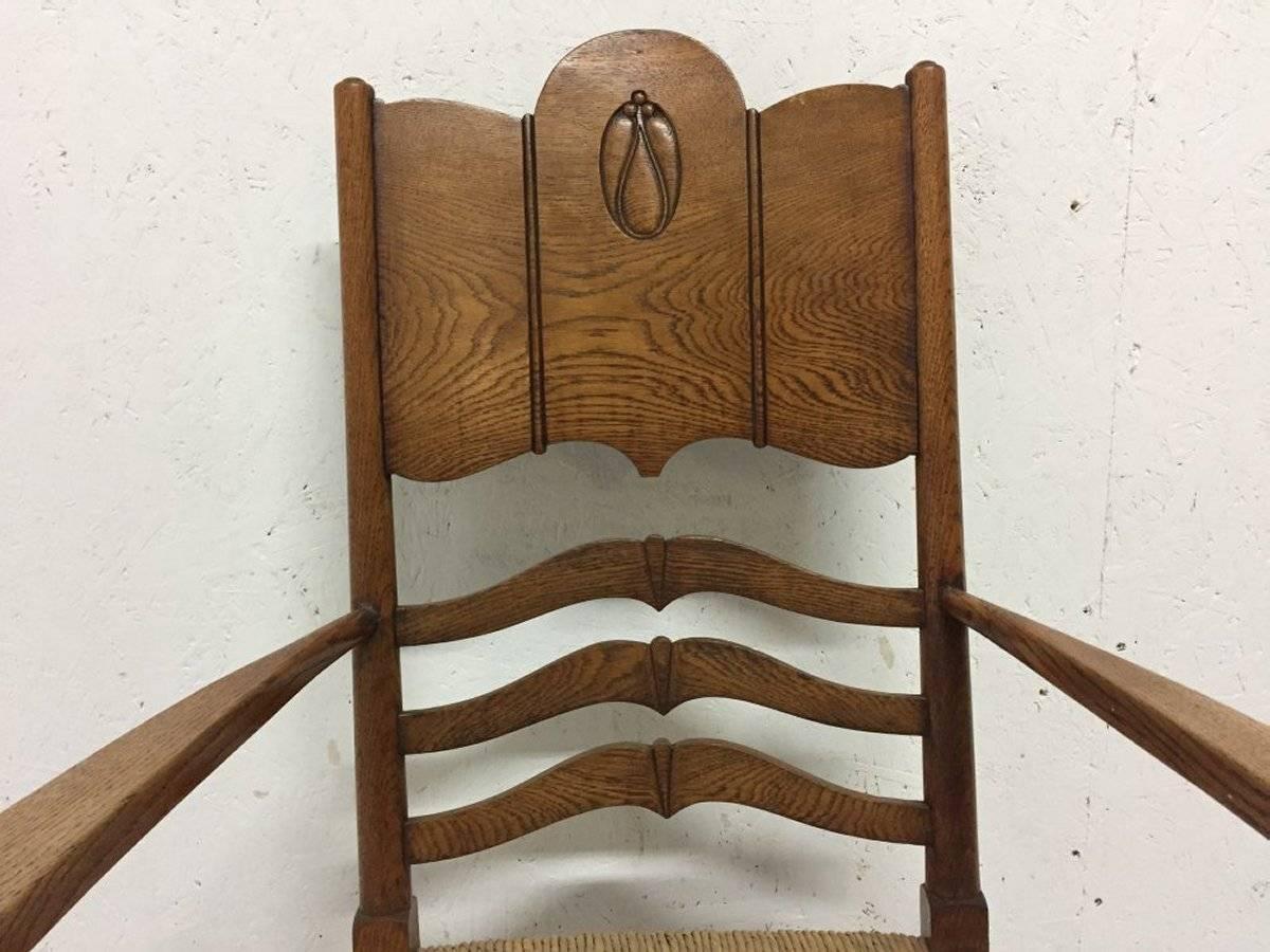 Fait main William Birch, un fauteuil Arts & Crafts en chêne dans le style de George Walton en vente