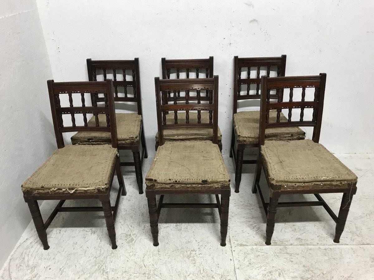 Late 19th Century Bruce Talbert, for Gillows. Set of 10 Aesthetic Movement Walnut Dining Chairs 