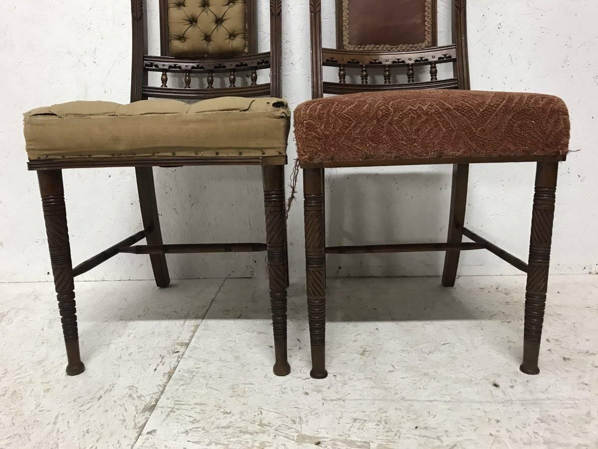 19th Century Bruce Talbert Gillows, Harlequin Set of Eight Aesthetic Movement Dining Chairs