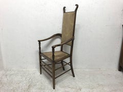 Poltrona in legno di noce di J.S. Henry con tessuto floreale stilizzato d'epoca