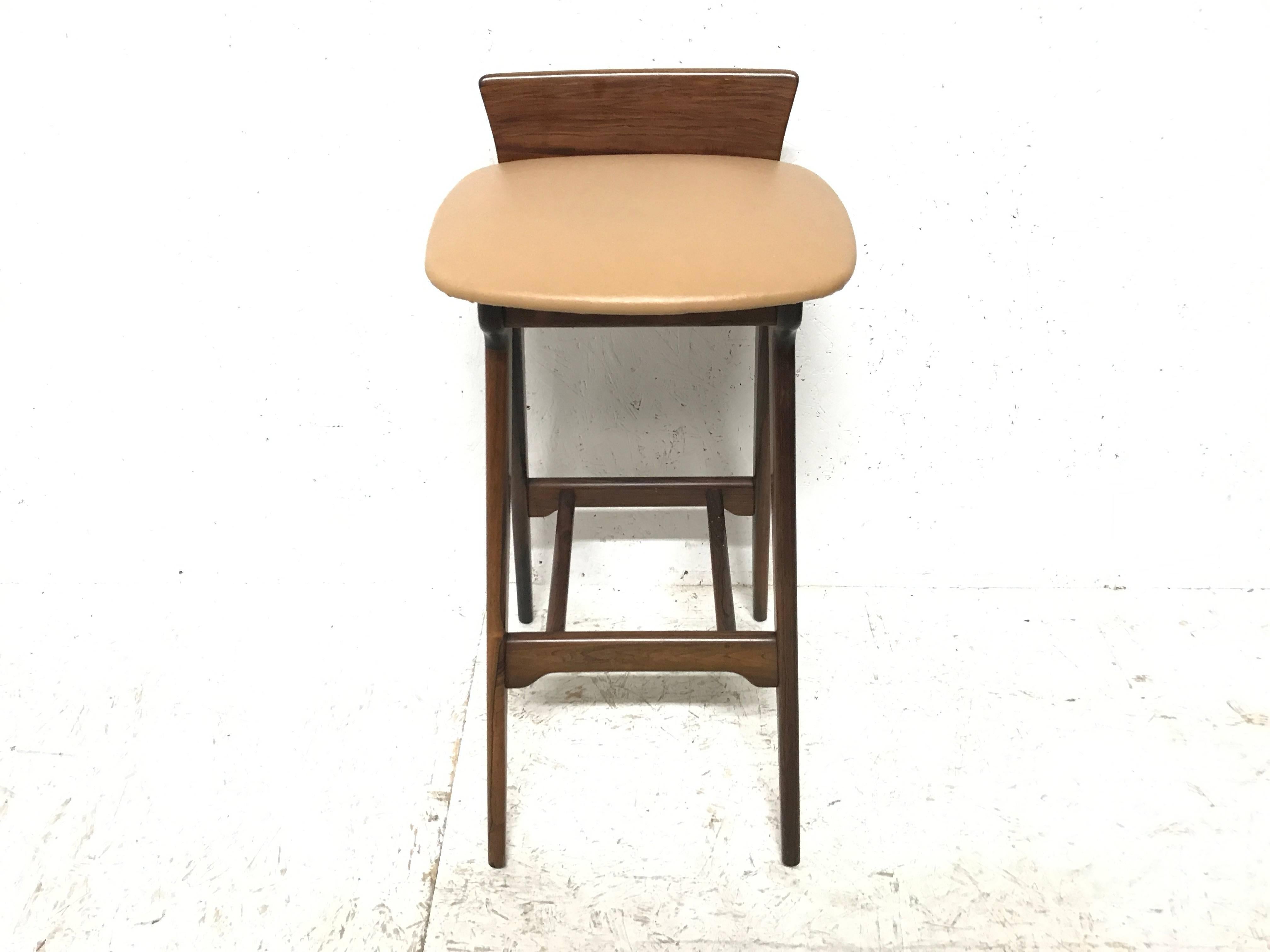 Scandinave moderne Erik Buck Chr. Tabouret de bar en bois de rose de Christensens Mobelfabrik I/S Vamdrup Design en vente