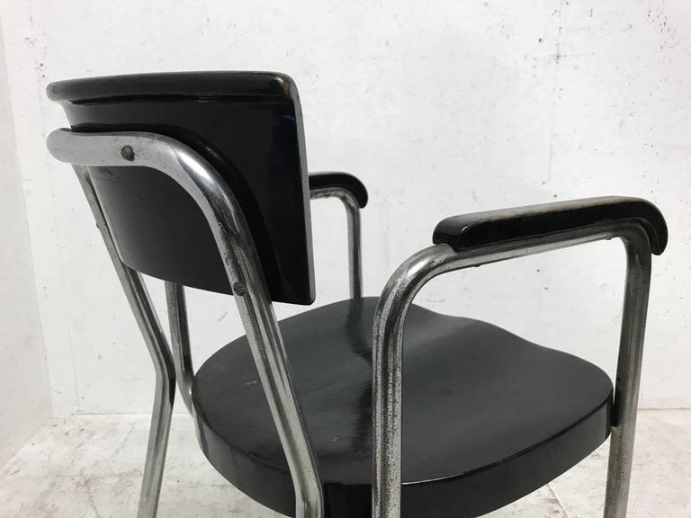 Emile Guillot Tubular Steel Modernist Armchair Made by Thonet In Good Condition For Sale In London, GB