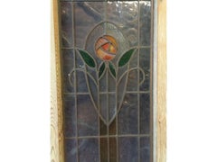 Four Arts & Crafts Stained Glass Doors with Stylized Glasgow Roses Set in Copper