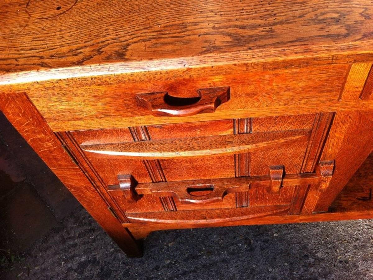 Arts and Crafts Acorn Industries Attributed, Arts & Crafts Yorkshire School Oak Low Sideboard