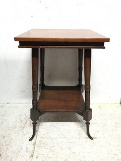 Cherrywood Side Table with Splayed Bronze Feet in Hunzinger or Lejambre Style