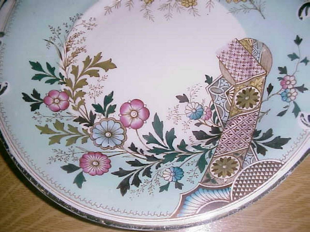 British Christopher Dresser Old Hall Hamden Pattern Cake Set with Six Matching Plates For Sale