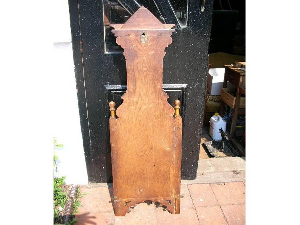 A Large Gothic Revival Carved Oak Barometer with a Rare Snail Tail Thermometer For Sale 1