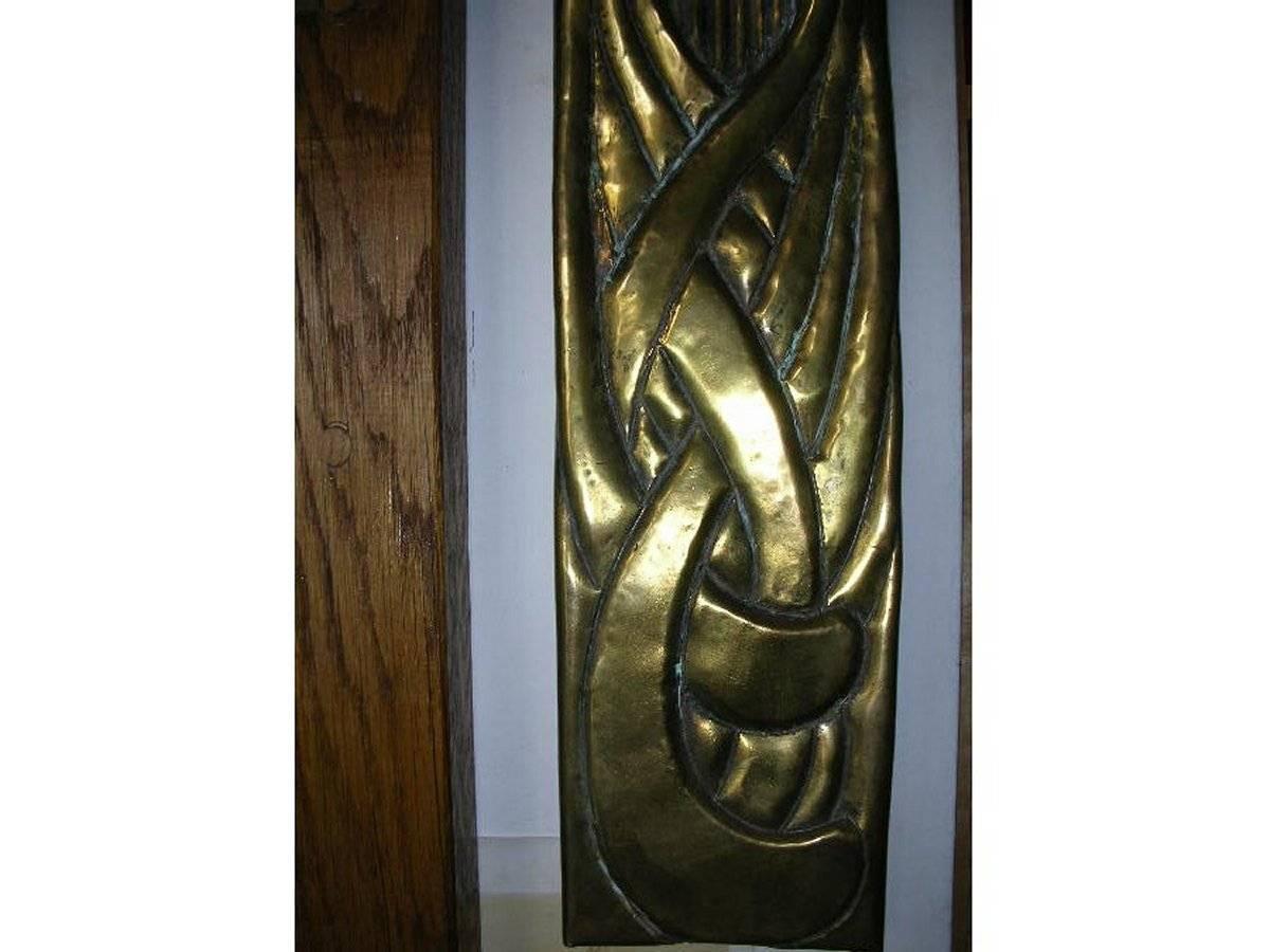 European A Large Pair of Secessionist Brass Brackets Depicting Art Nouveau Style Maidens For Sale