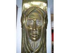 A Large Pair of Secessionist Brass Brackets Depicting Art Nouveau Style Maidens