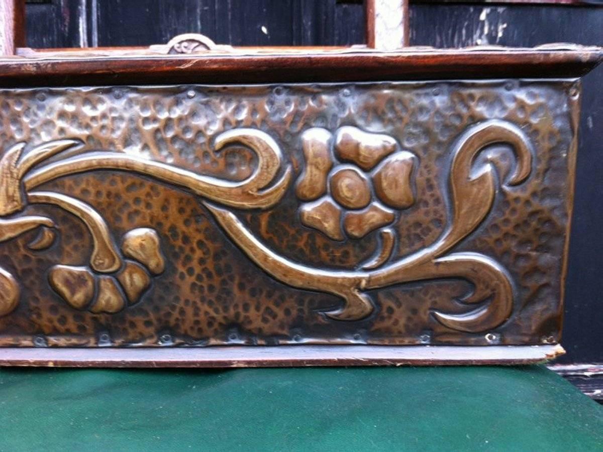 Arts and Crafts Liberty & Co Arts & Crafts Desk Top Copper Bookcase with Stylised Floral Details