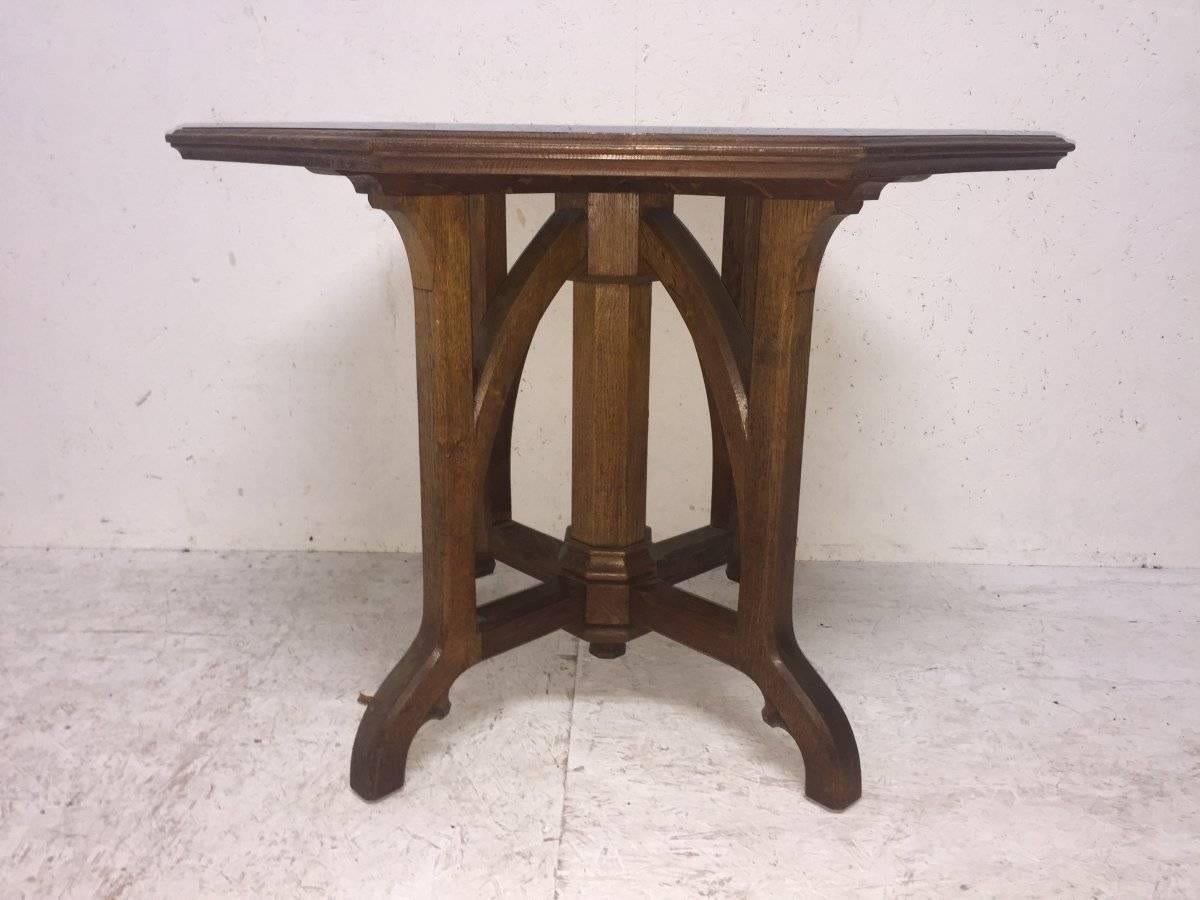 Hand-Carved A W N Pugin Attri, An Exceptional Gothic Revival Octagonal Oak Centre Table