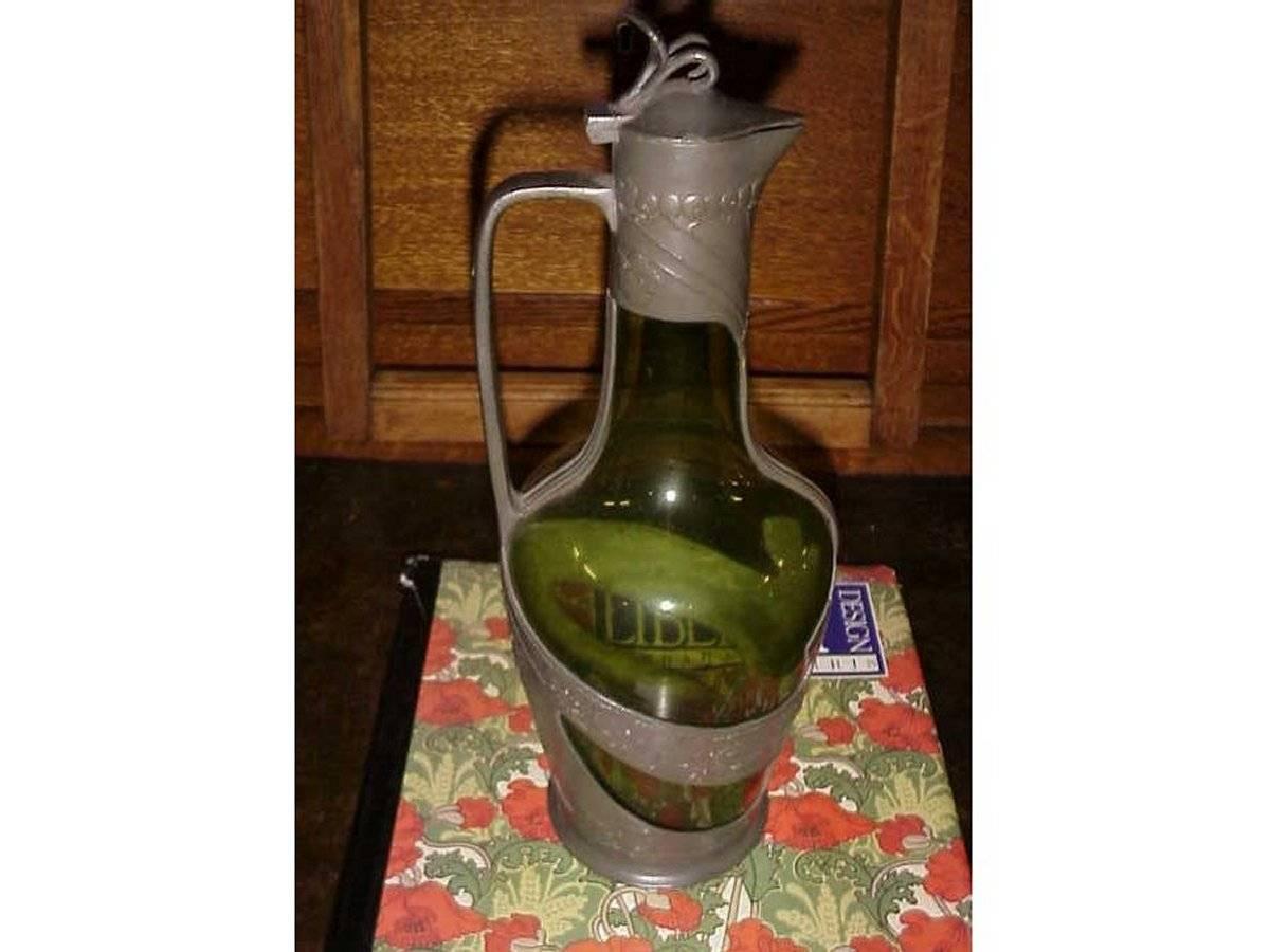 vintage green glass wine decanter