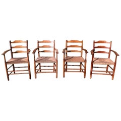 E Gardiner & P Clissett 3 Arts & Crafts Cotswold School Ladder Back Armchairs