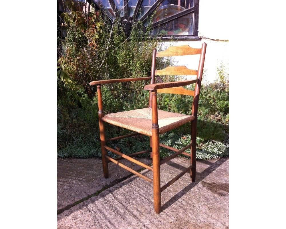 Early 20th Century E Gardiner & P Clissett 3 Arts & Crafts Cotswold School Ladder Back Armchairs