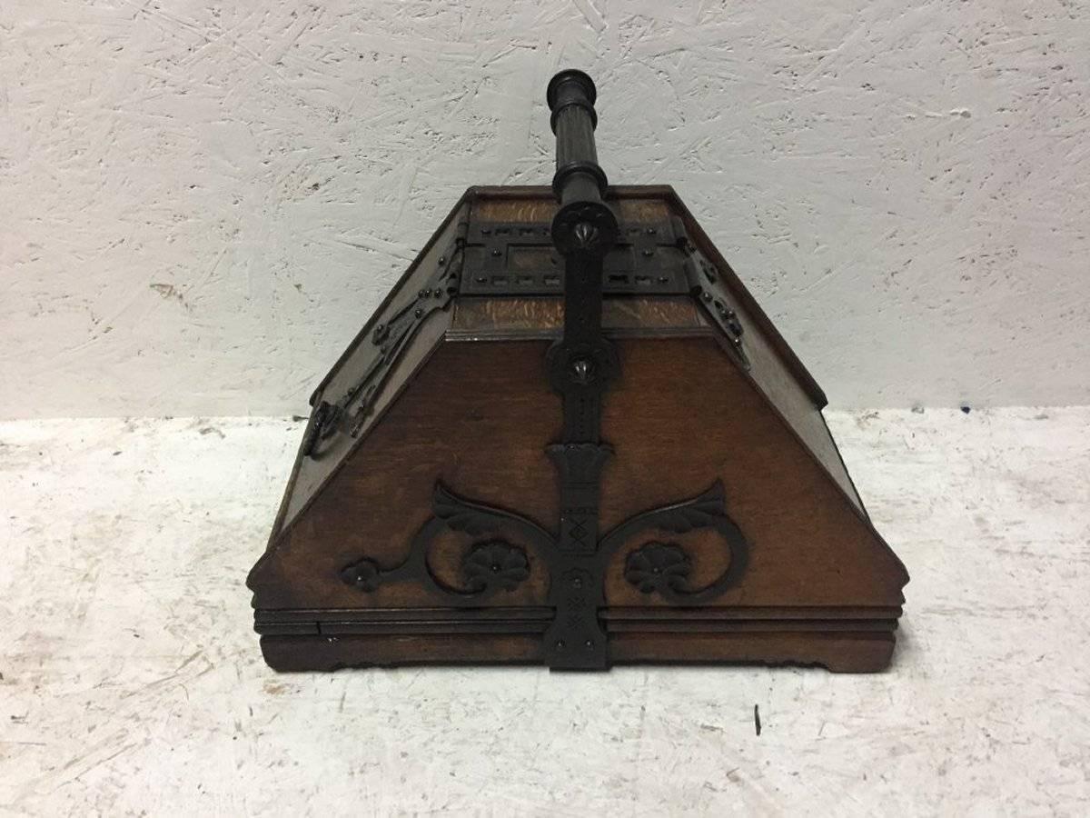 English Dr C Dresser, Designed for Benham and Froud, a Rare Gothic Revival Oak Coal Box For Sale
