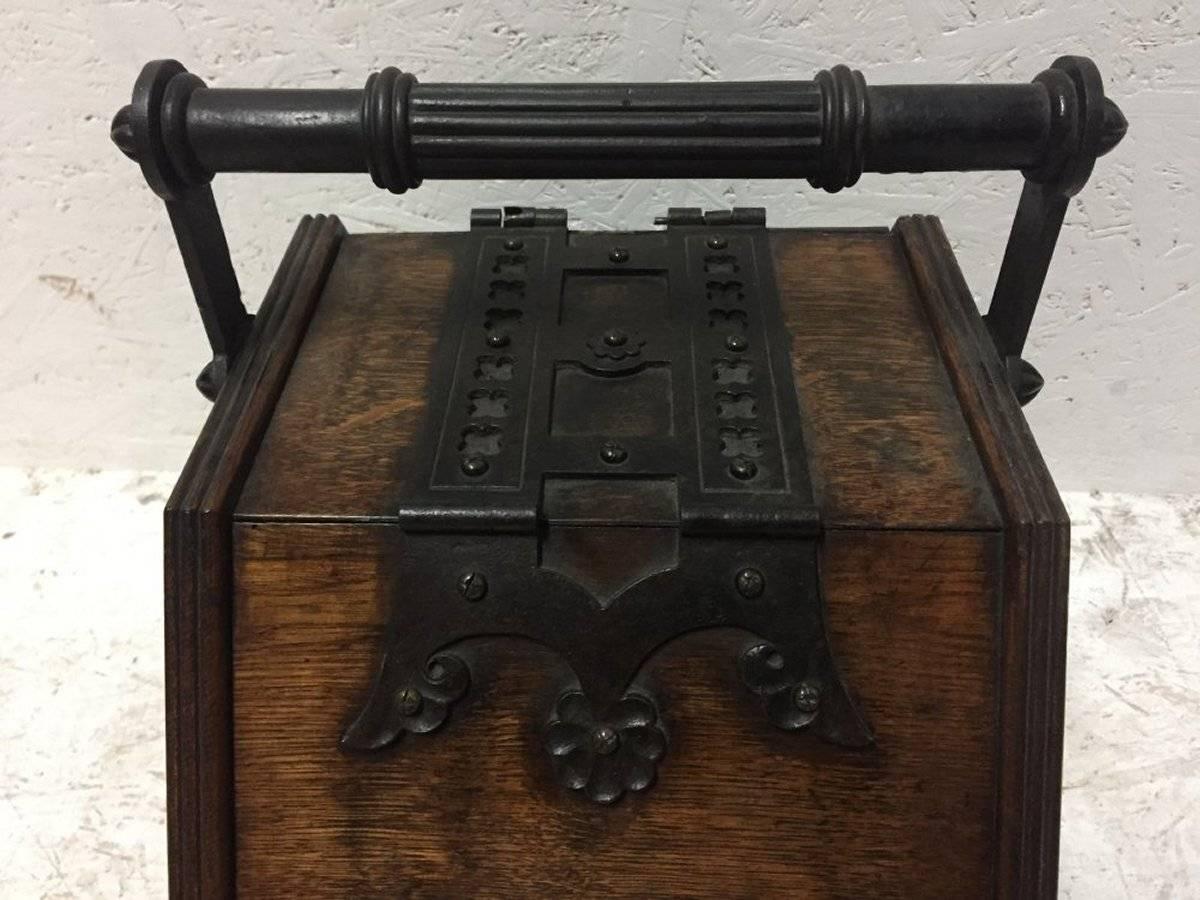 19th Century Dr C Dresser, Designed for Benham and Froud, a Rare Gothic Revival Oak Coal Box For Sale