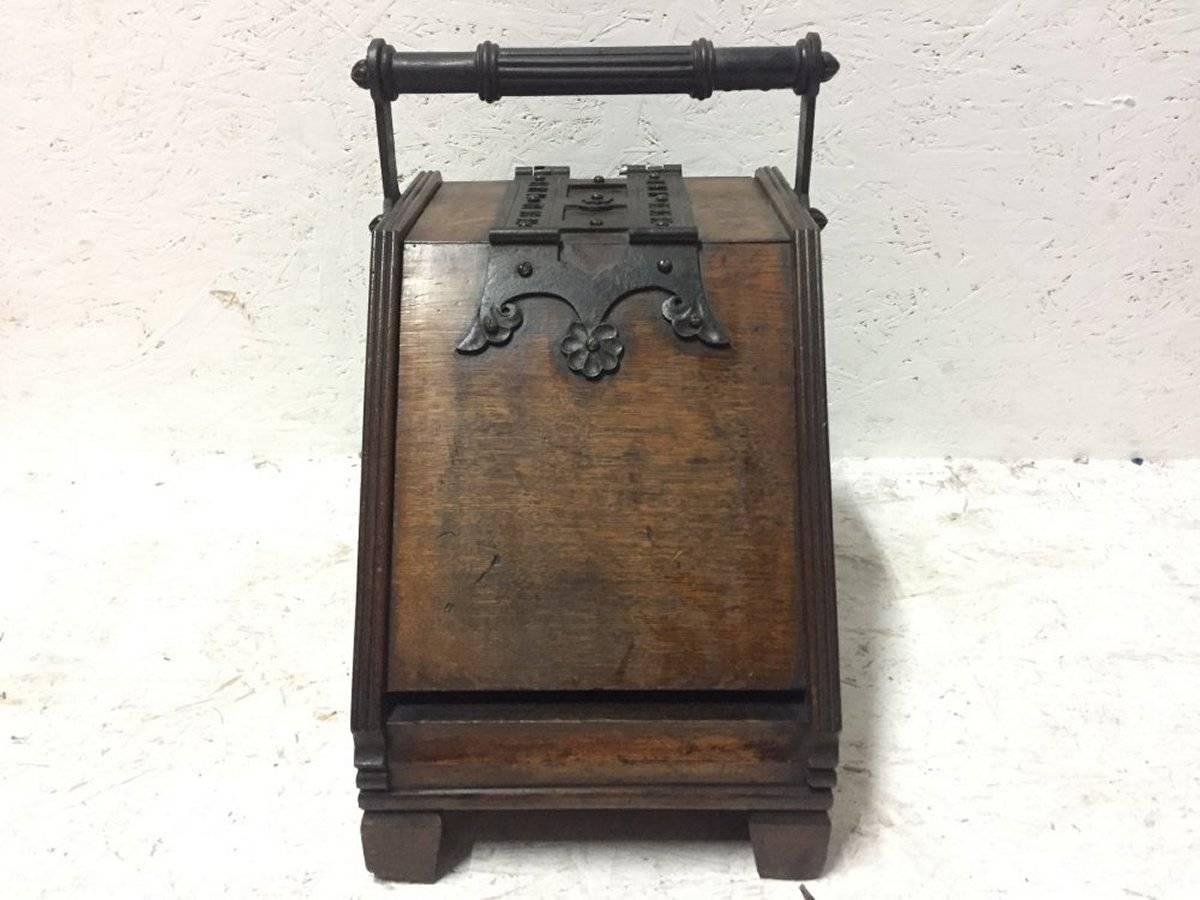 Dr C Dresser, Designed for Benham and Froud, a Rare Gothic Revival Oak Coal Box For Sale 1