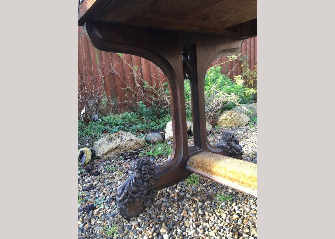 Hand-Carved A.W.N Pugin and Sir Charles Barry, an Important Gothic Revival Oak Library Table For Sale