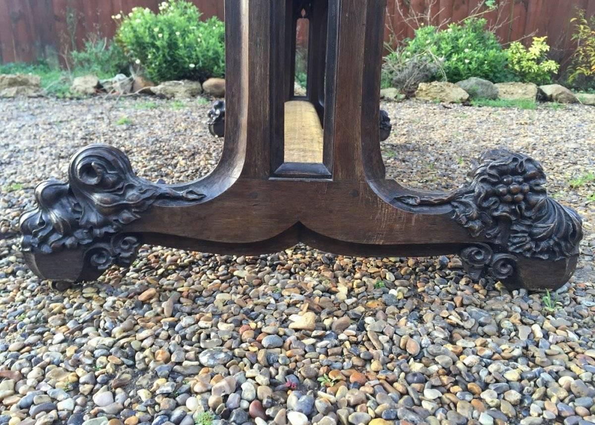 Mid-19th Century A.W.N Pugin and Sir Charles Barry, an Important Gothic Revival Oak Library Table For Sale