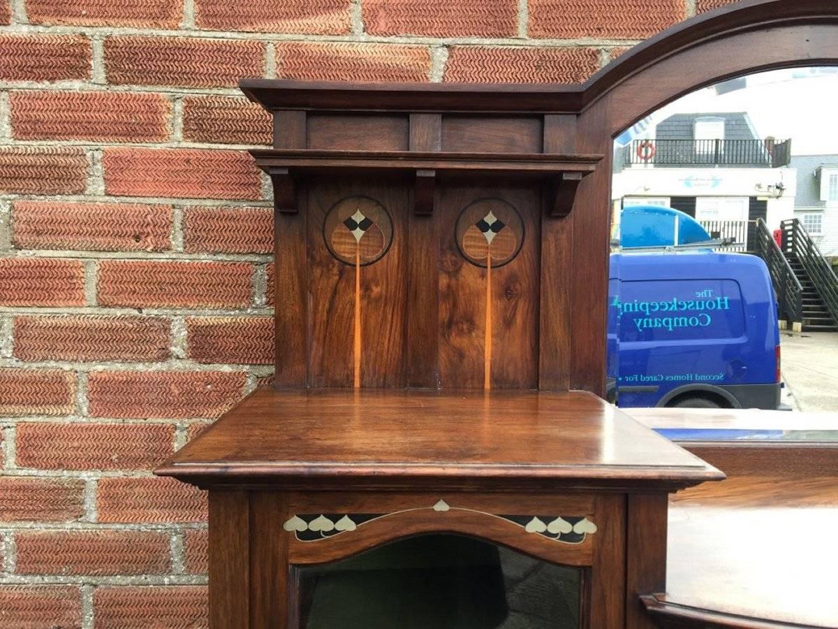 Arts and Crafts Waring and Gillows, an Exceptional, Bow Fronted Inlaid Display Cabinet For Sale