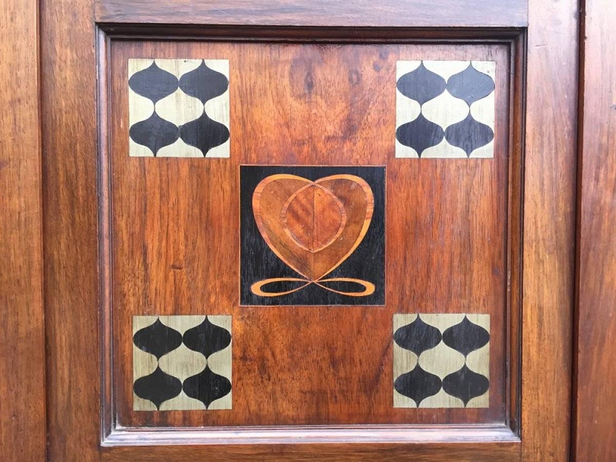 Inlay Waring and Gillows, an Exceptional, Bow Fronted Inlaid Display Cabinet For Sale