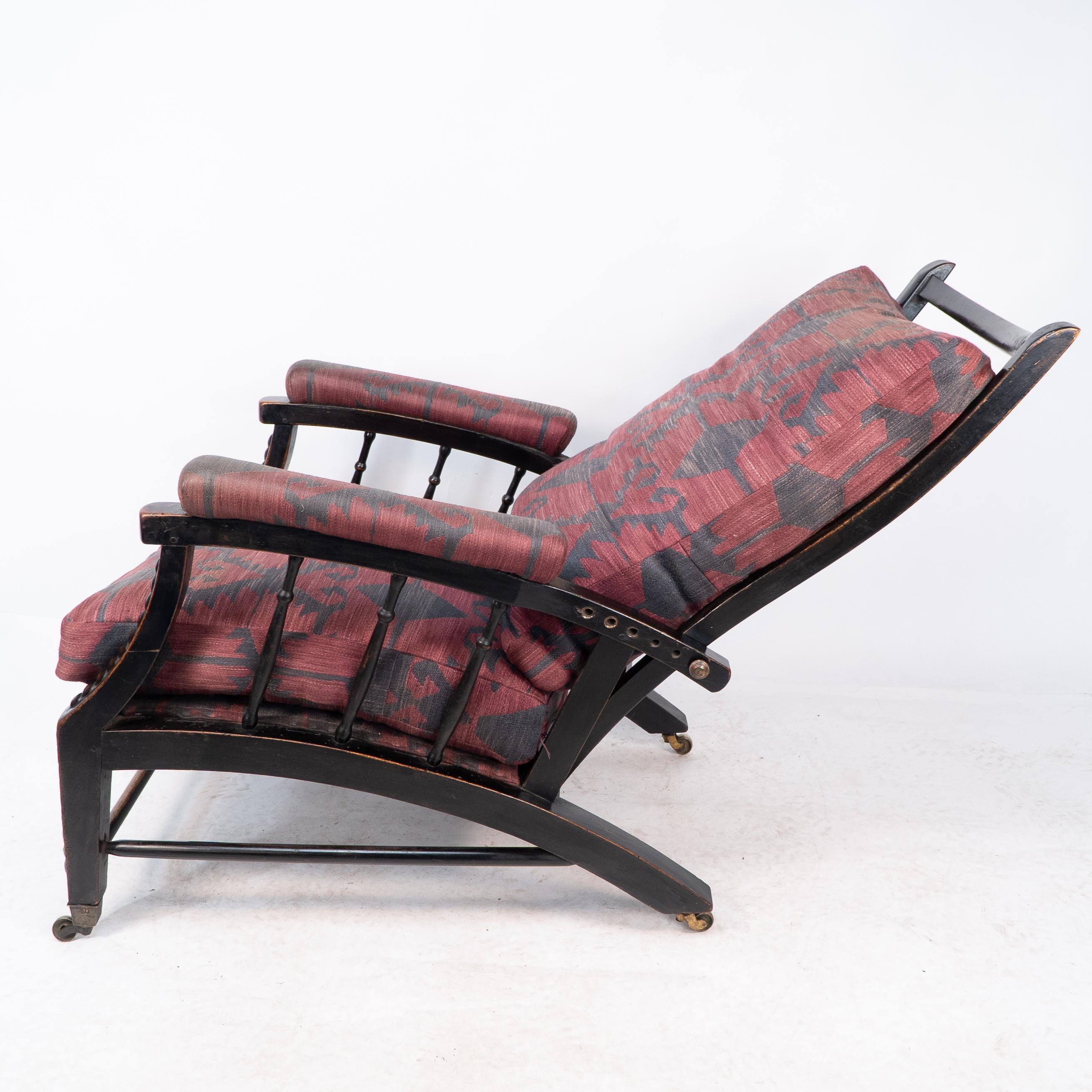 Phillip Webb for Morris & Co. an English Aesthetic Movement Reclining Armchair In Good Condition For Sale In London, GB